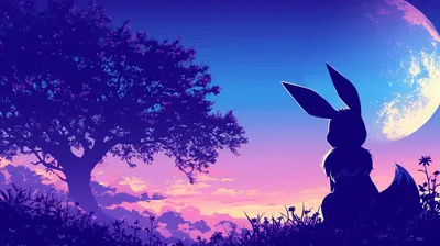 Silhouette Eevee Pok Mon Vibrant Nature Wallpaper 4K 2912x1632 Hd, Desktop, Wallpaper, Featuring, The, Silhouette, Of, Eevee, Pok, Mon, Against, Vibrant, Brown, Red, Ultrawide, QHD