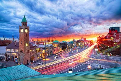Sunbeam Streaks Time Lapse Sunset World Wallpaper 4K 1920x1280 Sunbeam, Streaks, Through, A, Time-lapse, Sunset, Over, Hamburg's, Hamburg, 039, Iconic, Architecture, White, Gray, Pink, Landscape, Full HD