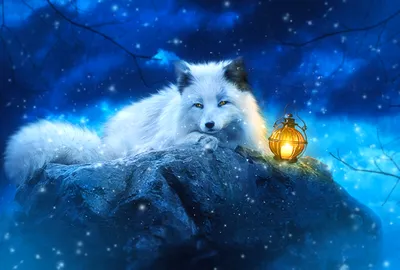 Golden Serene Wallpaper Animals Wallpaper 4K 1600x1078 A, Serene, Fantasy, Scene, Featuring, Majestic, White, Fox, Resting, Rock, Illuminated, Glowing, Brown, Landscape