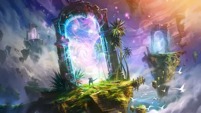 Dreamy Vibrant Wallpaper Fantasy Wallpaper 4K 1920x1080 Hd, Desktop, Wallpaper, Featuring, A, Vibrant, Fantasy, Landscape, Floating, Islands, Mystical, Portal, White, Ultrawide, Full HD