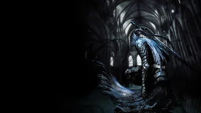 Gothic Dark Knight Black/Dark Wallpaper 4K 1920x1080 Gothic, Dark, Knight, Artorias, Souls, Stands, In, Ruined, Cathedral, Shadowed, White, Brown, Purple, Ultrawide, Full HD