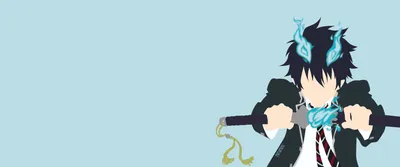 Minimalist Blue Exorcist Anime Rin Minimal Wallpaper 4K 3440x1440 Minimalist, Blue, Exorcist, Anime, Wallpaper, Featuring, Rin, Okumura, Cropped, Right, Flames, Sword, White, Ultrawide, QHD