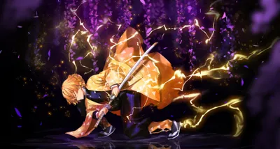 Sleek Zenitsu Wallpaper Abstract Wallpaper 4K 2020x1082 Hd, Wallpaper:, Featuring, Zenitsu, Agatsuma, From, Demon, Slayer, Kimetsu, Yaiba, Wielding, Purple, Brown, Gray, Ultrawide, Full HD