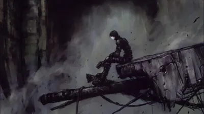 Dark Themed Anime Solitary Figure Black/Dark Wallpaper 4K 1920x1080 A, Dark-themed, Hd, Anime, Wallpaper:, Featuring, Solitary, Figure, Sitting, Broken, Structure, Set, Gray, Ultrawide, Full HD