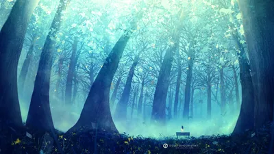 Desktopography Artistic Rendition Misty Blue Nature Wallpaper 4K 2560x1440 Hd, Desktop, Wallpaper:, From, Desktopography, Featuring, An, Artistic, Rendition, Misty, Blue, Forest, White, Pink, Ultrawide, QHD
