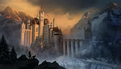 Fantasy Majestic Castle Towering Spires Fantasy Wallpaper 4K 2881x1656 Hd, Fantasy, Desktop, Wallpaper, Featuring, A, Majestic, Castle, Towering, Spires, Surrounded, Misty, Orange, Ultrawide, QHD