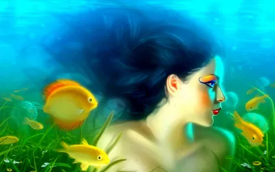 Radiant Fantasy Wallpaper Abstract Wallpaper 4K 1680x1050 Hd, Fantasy, Desktop, Wallpaper, Featuring, A, Woman, With, Vibrant, Makeup, Submerged, Underwater, Pink, Yellow, Ultrawide
