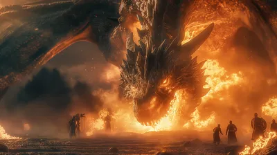 Fiery Dragon Fantasy Fantasy Wallpaper 4K 2912x1632 Hd, Pc, Desktop, Wallpaper, Featuring, A, Fiery, Dragon), Fantasy, Setting, Surrounded, Silhouettes, Orange, Red, Ultrawide, QHD