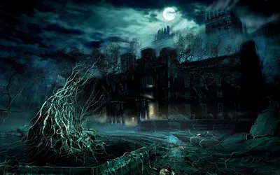 Bright Dark Wallpaper Nature Wallpaper 4K 1920x1200 Dark, Fantasy, Hd, Desktop, Wallpaper, Depicting, A, Mysterious, Castle, Under, Full, Moon, Gray, Ultrawide, Full HD