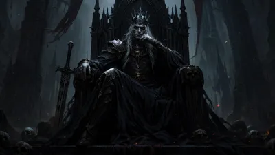 Dark King Ornate Crown Armor Black/Dark Wallpaper 4K 3840x2160 Dark, King, In, An, Ornate, Crown, And, Armor, Seated, Black, Throne, Amid, Gray, Ultrawide, 4k