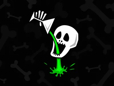 Vibrant Dark Themed Black/Dark Wallpaper 4K 1600x1200 A, Vibrant, Dark-themed, Hd, Wallpaper, Featuring, Playful, Skull, Pouring, Bright, Green, Liquid, White, Black, Landscape