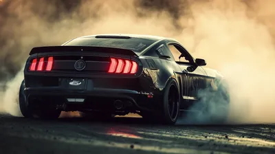 Sleek Black Mustang Speeds Black/Dark Wallpaper 4K 2912x1632 A, Sleek, Black, Ford, Mustang, Speeds, Through, Cloud, Smoke, Showcasing, Iconic, Taillights, White, Ultrawide, QHD