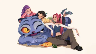 Kpop Demon Hunters Animals Wallpaper 4K 3840x2160 Kpop, Demon, Hunters:, In, 4k, Ultra, Hd, Featuring, Three, Stylized, Characters, Relaxing, White, Ultrawide