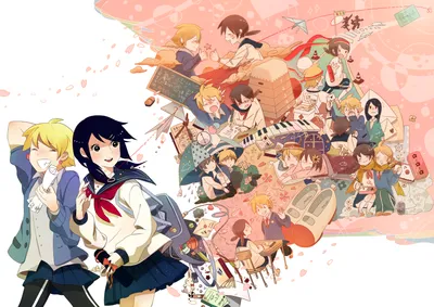 Bright Anime Wallpaper Abstract Wallpaper 4K 3508x2480 Anime, Original, 2k, Quad, Hd, Pc, Desktop, Wallpaper, Collage, Cheerful, Characters, Navy-uniform, White, Pink, Landscape, QHD