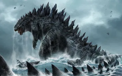 Misty Fantasy Wallpaper Fantasy Wallpaper 4K 1920x1200 Hd, Fantasy, Wallpaper, Depicts, Godzilla, Emerging, From, The, Ocean, Amidst, Turbulent, Waves, Gray, Ultrawide, Full HD