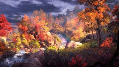 Dark Fantasy Wallpaper Nature Wallpaper 4K 3840x2160 Hd, Fantasy, Wallpaper, Of, A, Warrior, Woman, In, Vibrant, Autumn, Forest, Near, Gray, Ultrawide, 4k