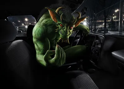 Serene Menacing Wallpaper Black/Dark Wallpaper 4K 1920x1371 Hd, Desktop, Wallpaper, Featuring, A, Menacing, Green, Demon, Creature, Inside, Car, Dark, Gray, Brown, Landscape, Full HD