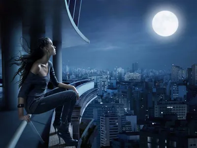 Dreamy Woman Wallpaper World Wallpaper 4K 1600x1200 A, Woman, In, Dark, Attire, Sits, On, Ledge, Overlooking, Cityscape, Under, Full, Gray, Landscape