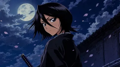 Rukia Kuchiki Full Moon Katana Nature Wallpaper 4K 3840x2160 4k, Ultra, Hd, Pc, Wallpaper, Of, Rukia, Kuchiki, Under, Full, Moon, Katana, Gray, Ultrawide