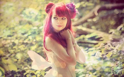 Woman Red Hair Fairy Wings Fantasy Wallpaper 4K 2560x1600 Beautiful, Woman, With, Red, Hair, And, Fairy, Wings, Sunlit, Forest, Quad, Desktop, White, Ultrawide, QHD
