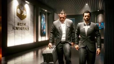 Epic Cyberpunk Wallpaper Games Wallpaper 4K 3840x2160 Cyberpunk, 2077, Characters, In, Suits, Walk, Confidently, Through, Sleek, Futuristic, Hallway, Ultra, White, Ultrawide, 4k