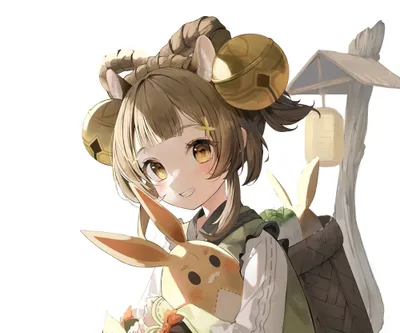Yaoyao Genshin Impact Smiling While Games Wallpaper 4K 4000x3333 Yaoyao, From, (genshin, Impact), Smiling, While, Holding, A, Rabbit, Plush, Warm, Golden, White, Gray, Square, 4k