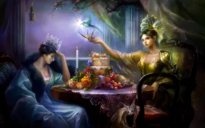 Vivid Fantasy Wallpaper Animals Wallpaper 4K 1680x1050 A, Fantasy-themed, Hd, Desktop, Wallpaper, Featuring, Two, Women, One, Wearing, Crown, Lavishly, Gray, Ultrawide