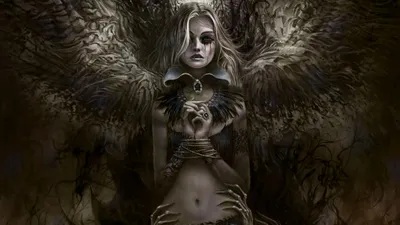 Dark Angel Character Black/Dark Wallpaper 4K 1920x1080 A, Dark, Angel, Character, With, Haunting, Features, And, Feathered, Wings, Intricately, Detailed, Brown, Gray, Ultrawide, Full HD
