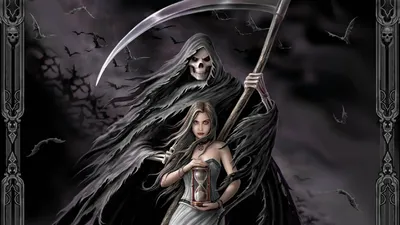 Dark Grim Reaper Holding Black/Dark Wallpaper 4K 1920x1080 Hd, Desktop, Wallpaper, Featuring, A, Dark, Grim, Reaper, Holding, Scythe, Standing, Behind, Gray, Ultrawide, Full HD
