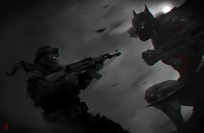 Sleek Dark Wallpaper Black/Dark Wallpaper 4K 3579x2333 Hd, Desktop, Wallpaper, Featuring, A, Dark, Intense, Comic, Scene, Soldier, Armed, Ak-47, Gray, Ultrawide, QHD
