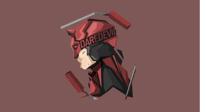 Stylized Comic Profile Abstract Wallpaper 4K 7680x4320 Stylized, Comic, Profile, Of, Daredevil, In, A, Red, Horned, Helmet, Lettering, Geometric, Brown, Ultrawide, 4k