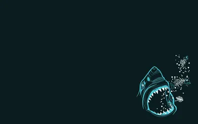 Minimalist Stylized Shark Open Mouth Minimal Wallpaper 4K 1680x1050 A, Minimalist, Hd, Wallpaper, Featuring, Stylized, Shark, Open, Mouth, Set, Against, Dark, Black, Ultrawide