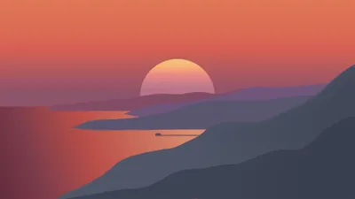 Golden Minimalist Wallpaper Nature Wallpaper 4K 3840x2160 Minimalist, Artistic, Sunset, Over, Layered, Coastal, Cliffs, And, Calm, Sea, Warm, Gradient, Orange, Ultrawide, 4k