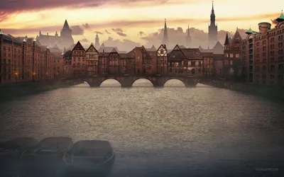Bright Artistic Wallpaper World Wallpaper 4K 1920x1200 Artistic, Hd, Cityscape, Wallpaper, Featuring, Historic, Buildings, And, Stone, Bridge, Over, Calm, Gray, Ultrawide, Full HD