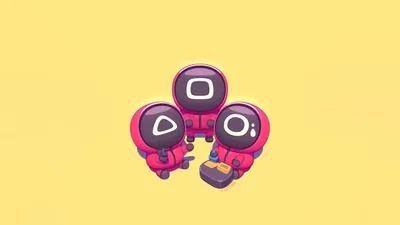 Minimalist Squid Game Show Minimal Wallpaper 4K 5120x2880 Minimalist, Squid, Game, Tv, Show, 5k, Ultra, Hd, Three, Pink-suited, Guards, Circle, White, Pink, Ultrawide, 4k