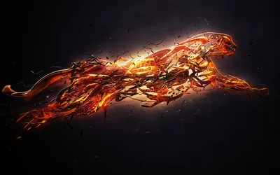 Abstract Digital Art Fiery Technology Wallpaper 4K 1920x1200 Abstract, Digital, Art, Featuring, A, Fiery, Fragmented, Figure, Leaping, Cheetah, Dark, Desktop, Gray, Orange, Purple, Ultrawide, Full HD