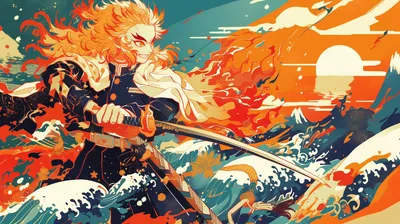Anime Kyojuro Rengoku Demon Abstract Wallpaper 4K 2912x1632 Anime, Hd, Desktop, Wallpaper, Featuring, Kyojuro, Rengoku, From, Demon, Slayer:, Kimetsu, Yaiba, Orange, Purple, Ultrawide, QHD