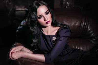 Woman Dark Hair Elegant Black/Dark Wallpaper 4K 2550x1700 Beautiful, Woman, With, Dark, Hair, And, Elegant, Makeup, Posing, Thoughtfully, Leather, Chair, Gray, Landscape, Full HD