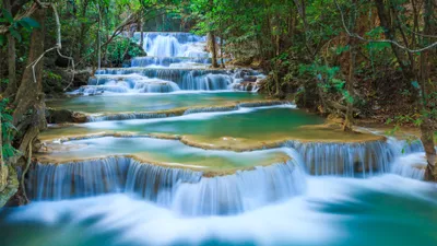 Serene Serene Wallpaper Nature Wallpaper 4K 3840x2160 A, Serene, Hd, Desktop, Wallpaper, Featuring, The, Erawan, Waterfall, National, Park, Thailand, White, Ultrawide, 4k