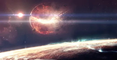 Golden Sci Wallpaper Space Wallpaper 4K 5688x2914 4k, Ultra, Hd, Sci-fi, Desktop, Wallpaper, Depicting, A, Fiery, Explosion, Distant, Planet, White, Ultrawide