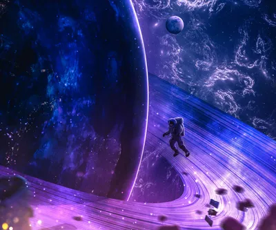 Astronaut Floating Near Space Wallpaper 4K 1920x1600 Hd, Desktop, Wallpaper, Of, An, Astronaut, Floating, Near, Glowing, Rings, Distant, Planet, Gray, Brown, Orange, Square, Full HD