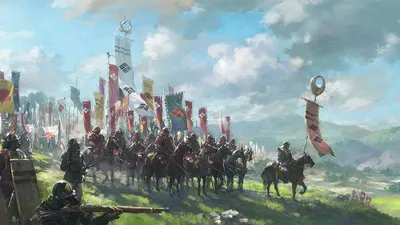 Fantasy Depicting Samurai Warriors Horseback Nature Wallpaper 4K 1920x1080 Hd, Fantasy, Wallpaper, Depicting, A, Samurai, Scene, With, Warriors, Horseback, Carrying, Banners, Gray, Ultrawide, Full HD
