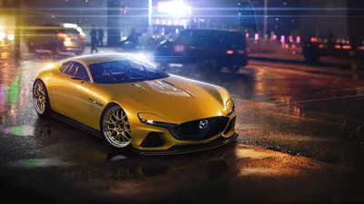 Calm Mazda Wallpaper World Wallpaper 4K 1920x1080 A, Stunning, Mazda, Rx, Vision, Concept, Car, Shines, Vibrant, Yellow, Hue, Set, White, Brown, Ultrawide, Full HD