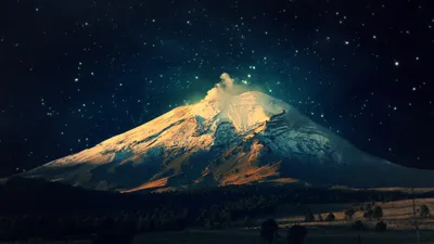 Majestic Volcano Starry Night Nature Wallpaper 4K 2560x1440 Hd, Wallpaper, Of, A, Majestic, Volcano, Under, Starry, Night, Sky, Showcasing, Natural, Orange, Gray, Ultrawide, QHD