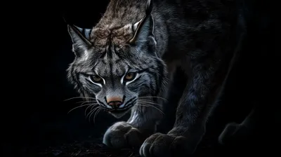 Vibrant Dark Wallpaper Black/Dark Wallpaper 4K 2912x1632 A, Dark, Intense, Hd, Wildlife, Wallpaper, Featuring, Lynx, Hunting, Mode, Captured, Striking, Brown, Gray, Ultrawide, QHD