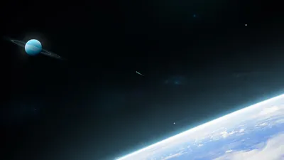 Sci Space Distant Planet Rings Space Wallpaper 4K 1920x1080 Hd, Sci‑fi, Space, Wallpaper, Featuring, A, Distant, Planet, Rings, Bright, Horizon, Against, White, Ultrawide, Full HD