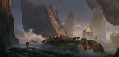 Vibrant Fantasy Wallpaper Fantasy Wallpaper 4K 3840x1843 Fantasy, Cityscape, With, Towering, Rock, Formations, And, Glowing, Castle, Shrouded, Mist, Designed, Gray, Ultrawide, 4k