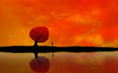 Dark Artistic Wallpaper Nature Wallpaper 4K 1680x1050 An, Hd, Artistic, Desktop, Wallpaper:, Featuring, A, Solitary, Red, Tree, Against, Fiery, Ultrawide