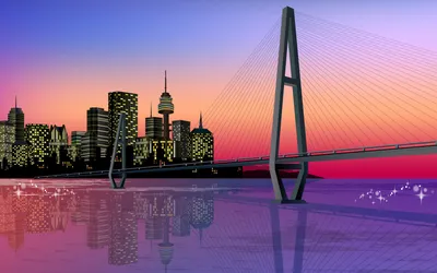 Vibrant City Skyline Sunset Modern World Wallpaper 4K 1920x1200 Hd, Desktop, Wallpaper, Featuring, A, Vibrant, City, Skyline, Sunset, Modern, Cable-stayed, Bridge, Brown, Pink, Ultrawide, Full HD