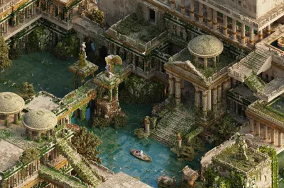 Moody Fantasy Wallpaper World Wallpaper 4K 5000x3333 4k, Ultra, Hd, Fantasy, Cityscape, Featuring, Ancient, Ruins, Overgrown, Vegetation, Waterways, Captured, Brown, Gray, Ultrawide